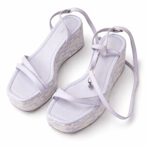 Open Edit Lilac Platform Wedge Sandals Ankle Strap | Size 6.5